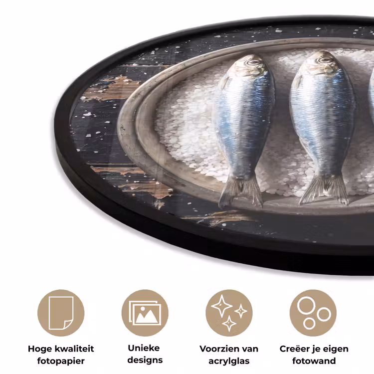 Ronde fotolijst - Vis - Zout - Eten - Vis - Zout - Eten Fotolijst rond zonder passe partout klein