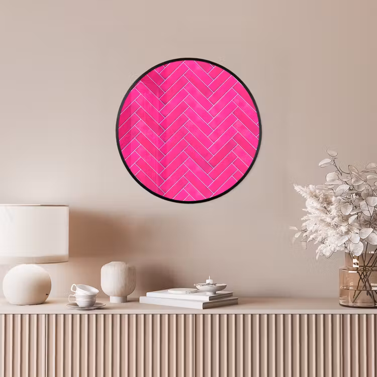 Visgraat - Wandtegel - Fuchsia - Roze Fotolijst rond zonder passe partout klein 856 -sfeer3