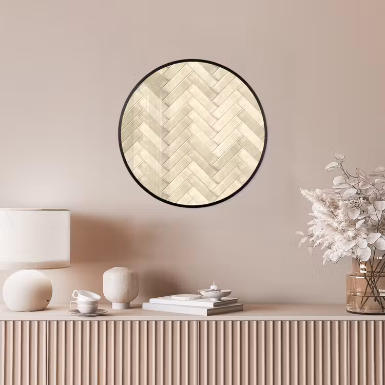 Visgraat - Wandtegel - Licht Beige Fotolijst rond zonder passe partout klein 856 -sfeer3