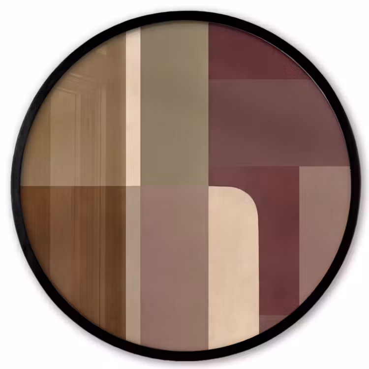 Vlakken - Abstract - Bordeaux - Lijnen Fotolijst rond zonder passe partout klein -3d