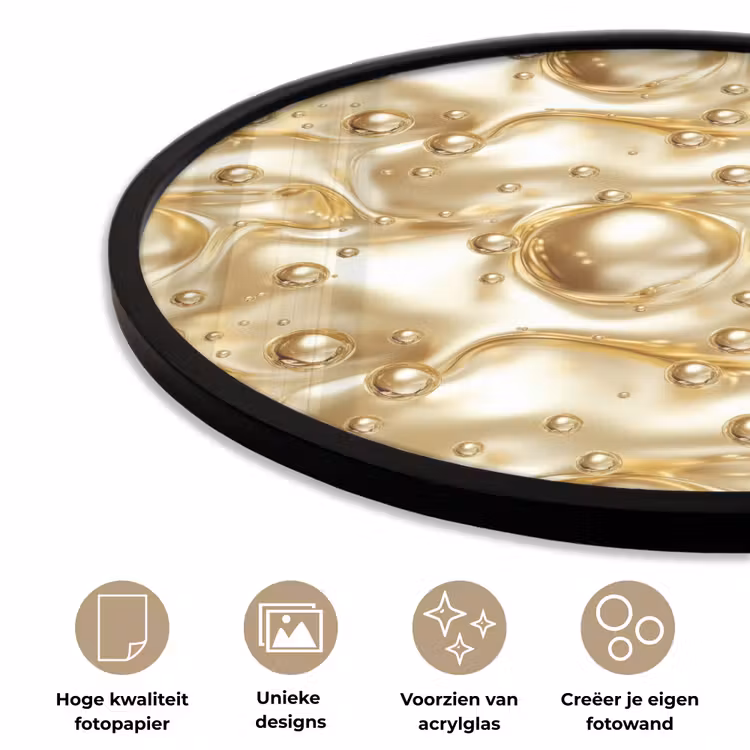 Vloeibaar - Druppels - Goud Fotolijst rond zonder passe partout klein 856 -closeup_NL