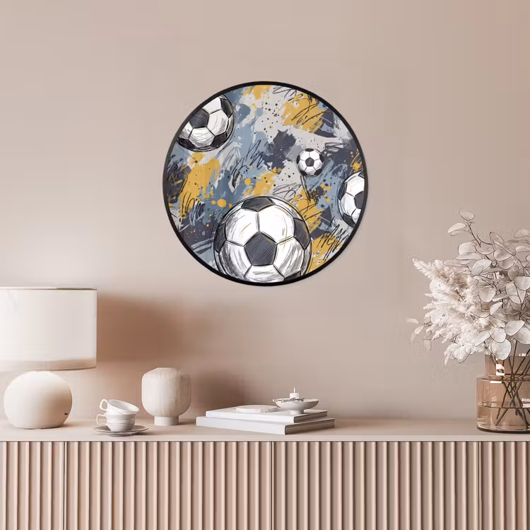 Voetbal - Abstract - Sport - Kleurrijk Fotolijst rond zonder passe partout klein -sfeer3