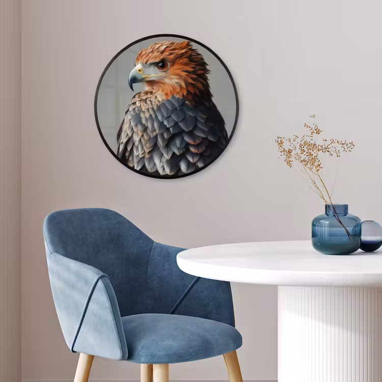 Vogel - Realistisch - Veren - Bruin Fotolijst rond zonder passe partout klein -sfeer2