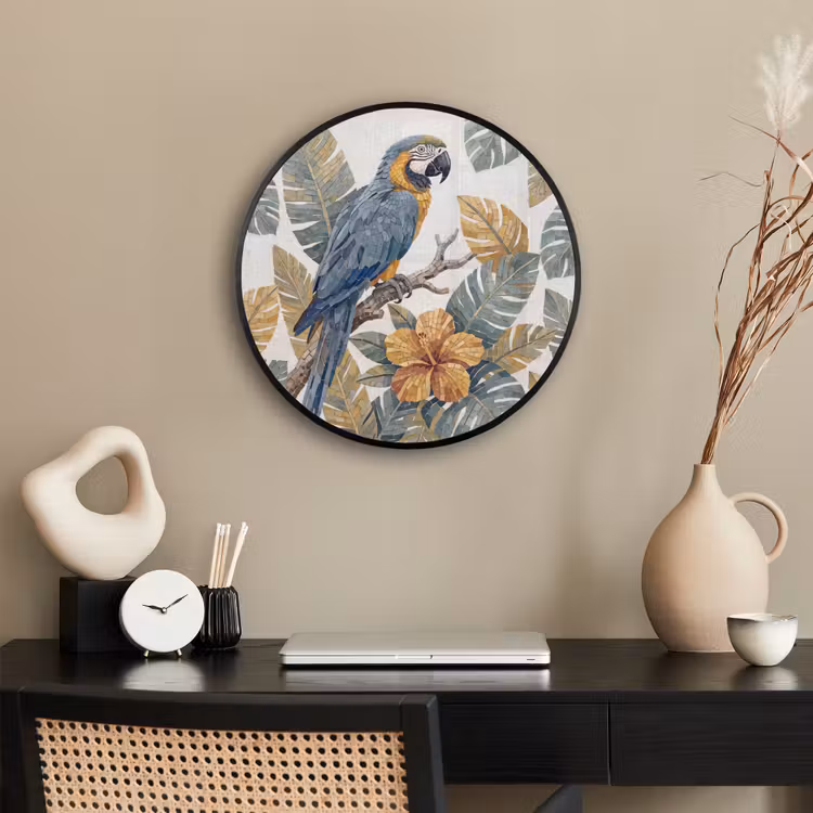 Vogel - Tak - Natuur - Mozaïek - Blauw Fotolijst rond zonder passe partout klein -sfeer1