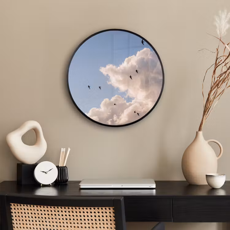 Vogel - Vlucht - Wolken - Natuur - Blauw Fotolijst rond zonder passe partout klein -sfeer1