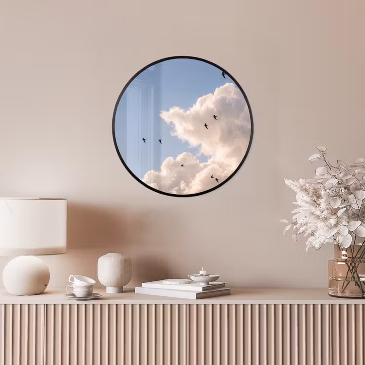 Vogel - Vlucht - Wolken - Natuur - Blauw Fotolijst rond zonder passe partout klein -sfeer3