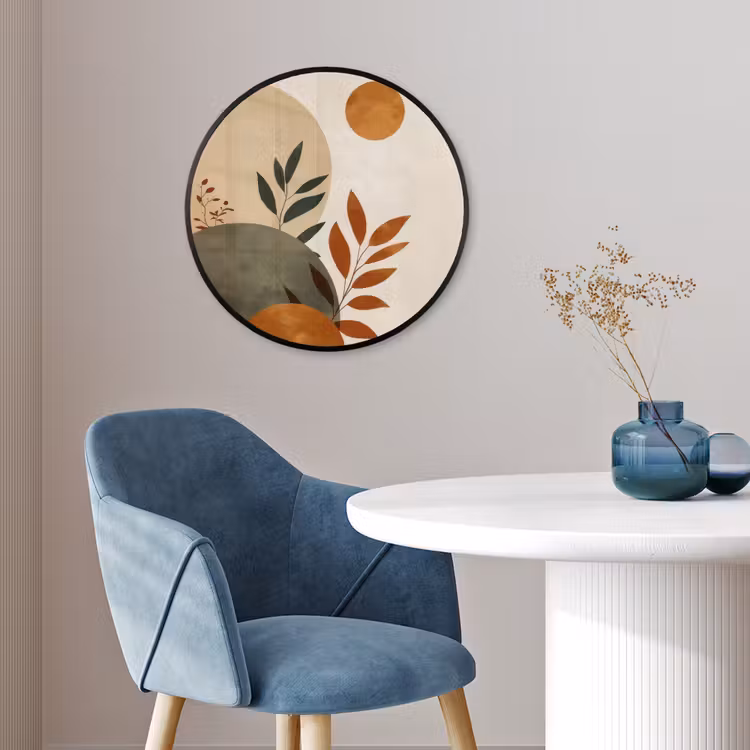 Vormen - Rond - Bladeren - Beige Fotolijst rond zonder passe partout klein -sfeer2