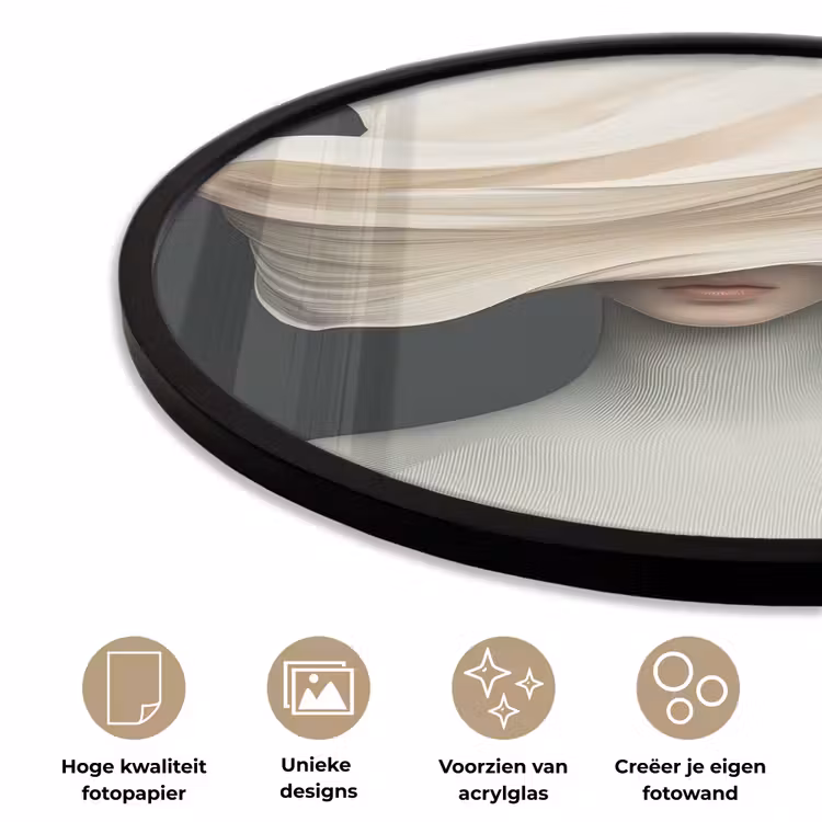 Vrouw - Beige - hoed Fotolijst rond zonder passe partout klein -closeup_NL