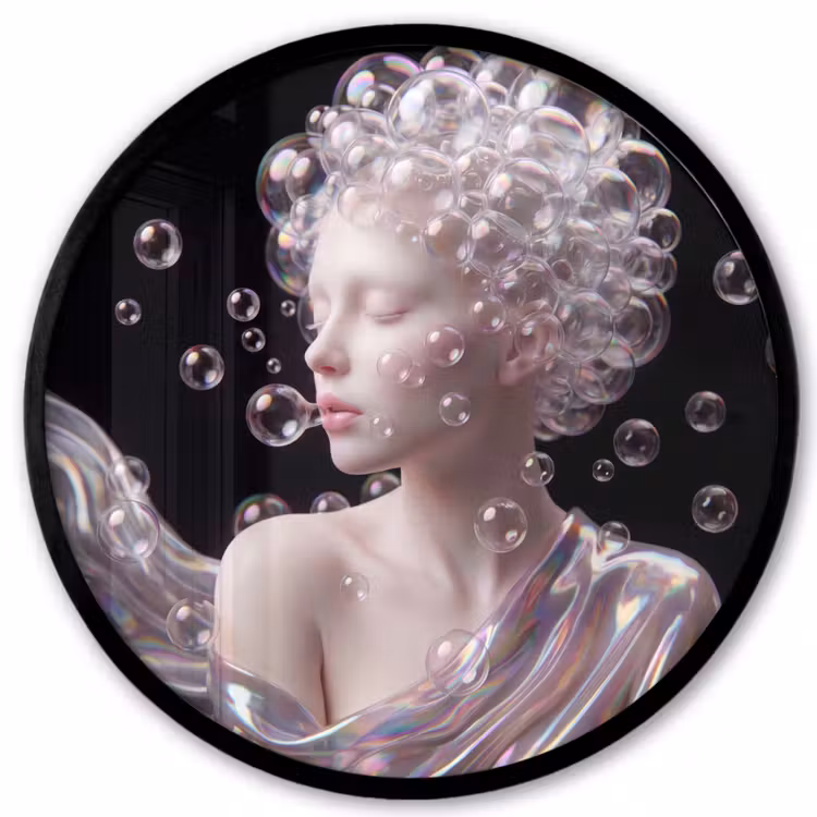 Vrouw - Bellen - Abstract - Kleurrijk Fotolijst rond zonder passe partout klein -3d