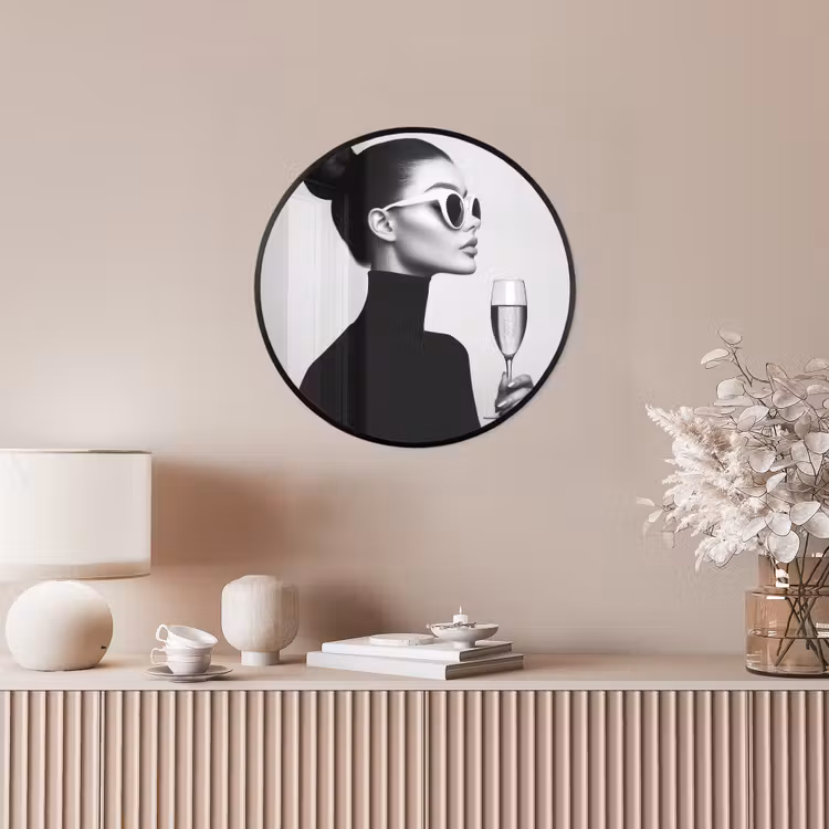 Vrouw - Champagne - Modern Fotolijst rond zonder passe partout klein -sfeer3