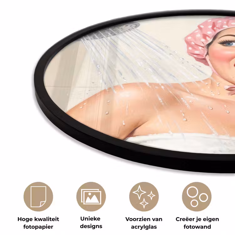 Vrouw - Douche - Roze Fotolijst rond zonder passe partout klein -closeup_NL