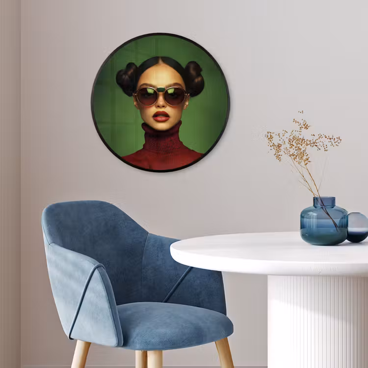 Vrouw - Groen - Bril - Aesthetic - Modern Fotolijst rond zonder passe partout klein -sfeer2