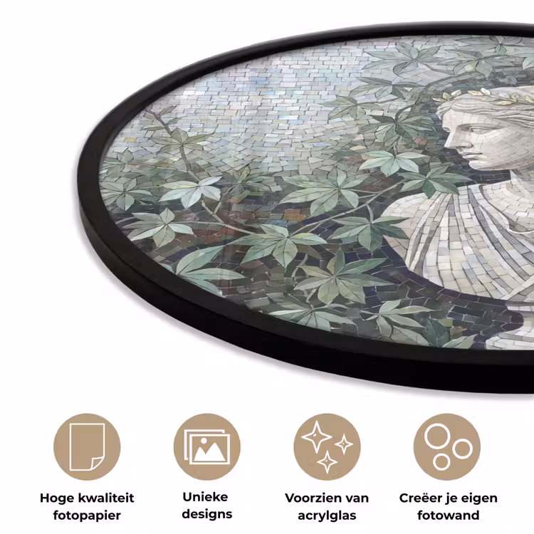 Vrouw - Klassiek - Mozaiëk - Natuur - Groen Fotolijst rond zonder passe partout klein -closeup_NL