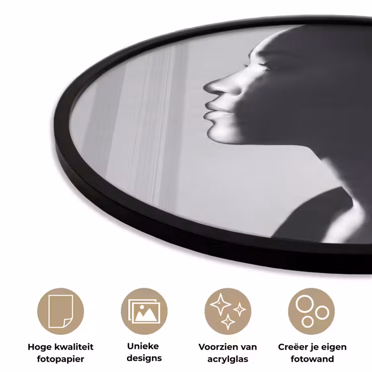 Vrouw - Profiel - Mensen - Zwart-wit Fotolijst rond zonder passe partout klein -closeup_NL