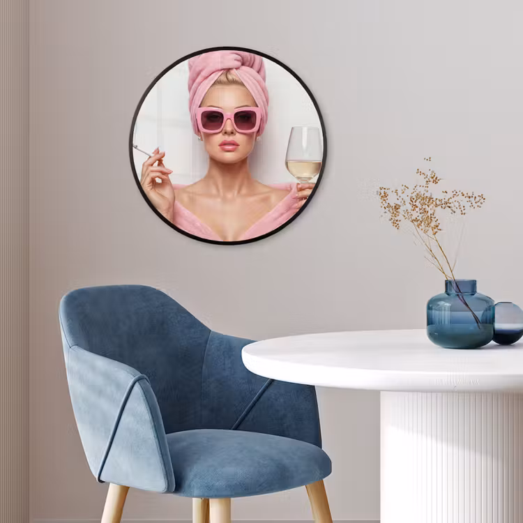 Vrouw - Roze - Wijn - Zonnebril Fotolijst rond zonder passe partout klein -sfeer2