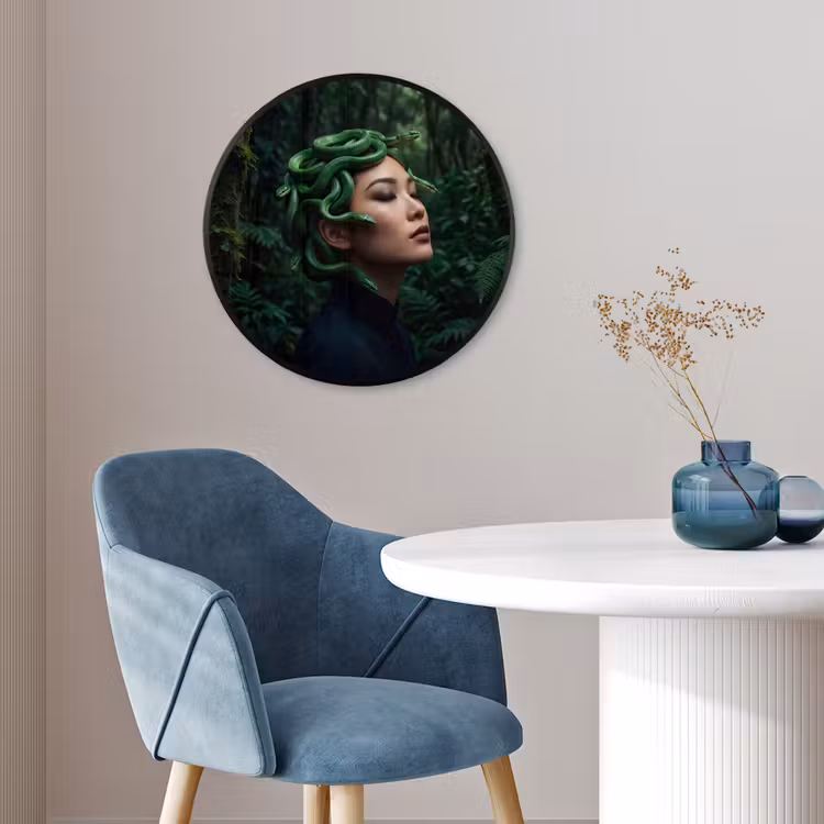 Vrouw - Slang - Natuur - Mystiek - Groen Fotolijst rond zonder passe partout klein -sfeer2