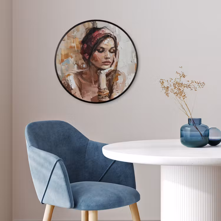 Vrouw - Verflook - Portret - Modern Fotolijst rond zonder passe partout klein -sfeer2