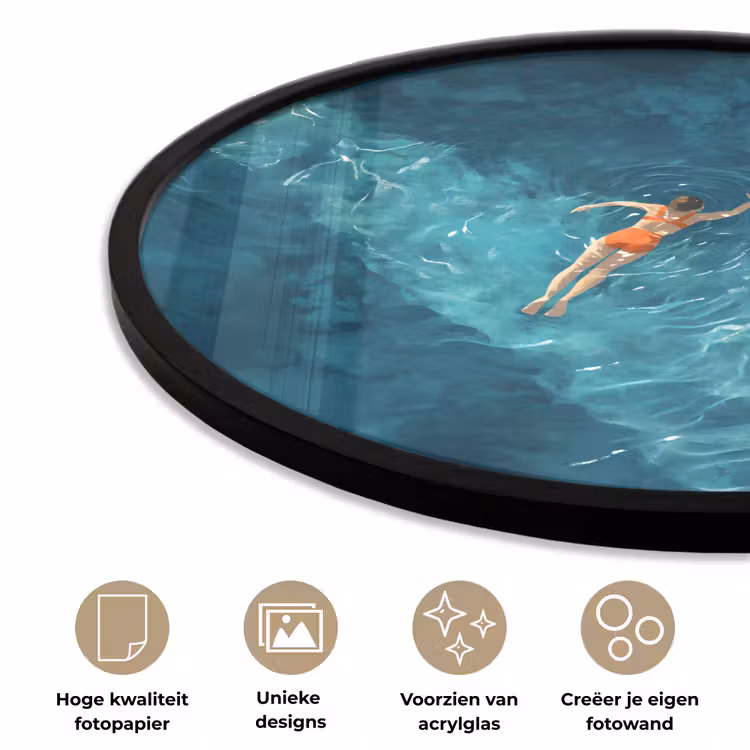 Vrouw - Water - Bikini - Oranje Fotolijst rond zonder passe partout klein -closeup_NL