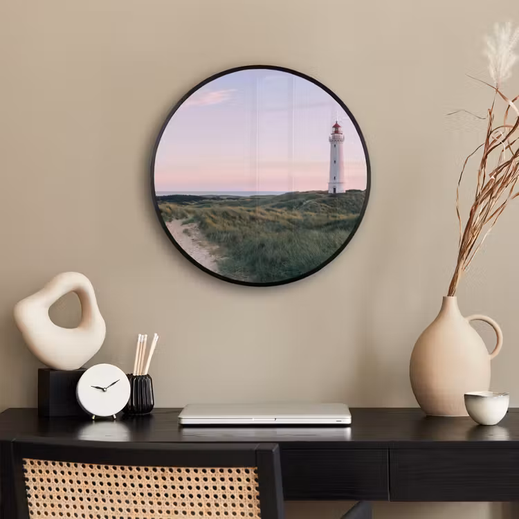Vuurtoren - Duinlandschap - Zee Fotolijst rond zonder passe partout klein -sfeer1