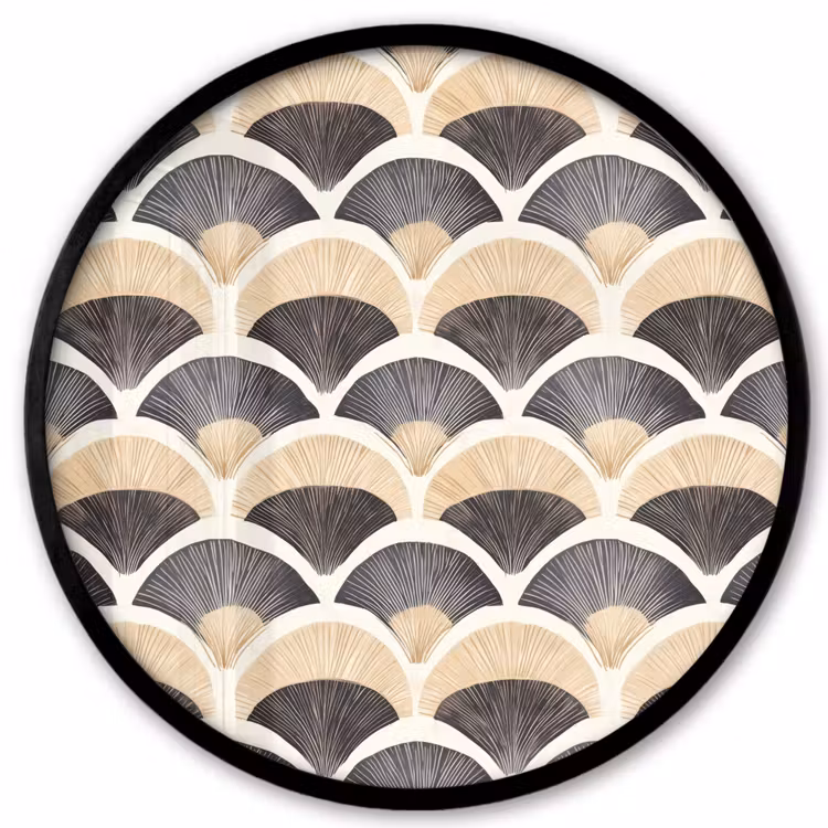 Waaier - Patroon - Zwart - Beige Fotolijst rond zonder passe partout klein 856 -3d