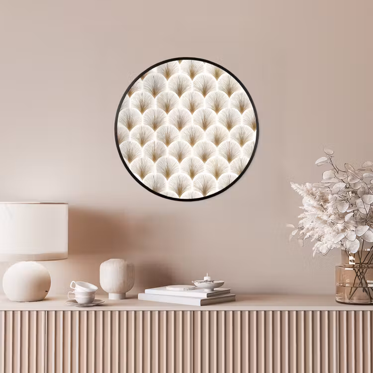 Waaiers - Art Deco - Elegant - Goud - Wit Fotolijst rond zonder passe partout klein 856 -sfeer3