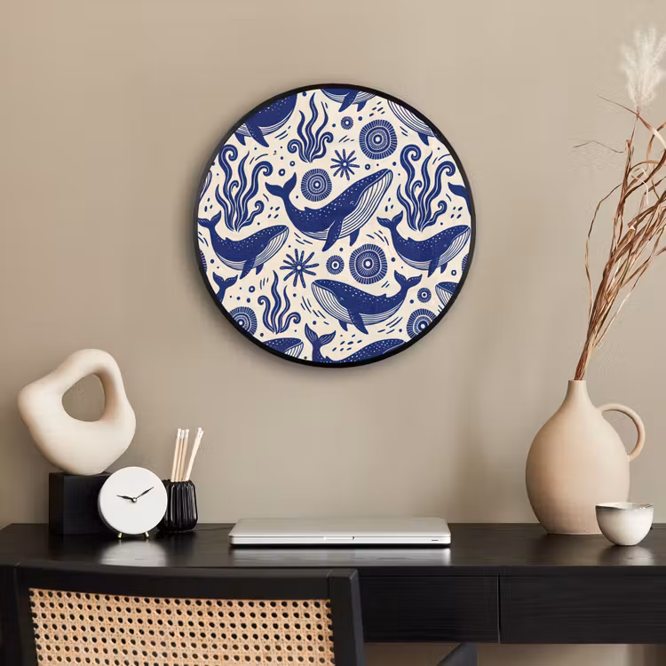 Walvis - Onderwater - Dieren - Abstract - Blauw Fotolijst rond zonder passe partout klein -sfeer1