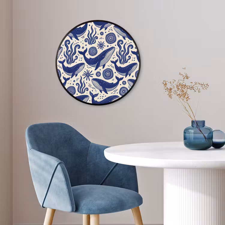 Walvis - Onderwater - Dieren - Abstract - Blauw Fotolijst rond zonder passe partout klein -sfeer2