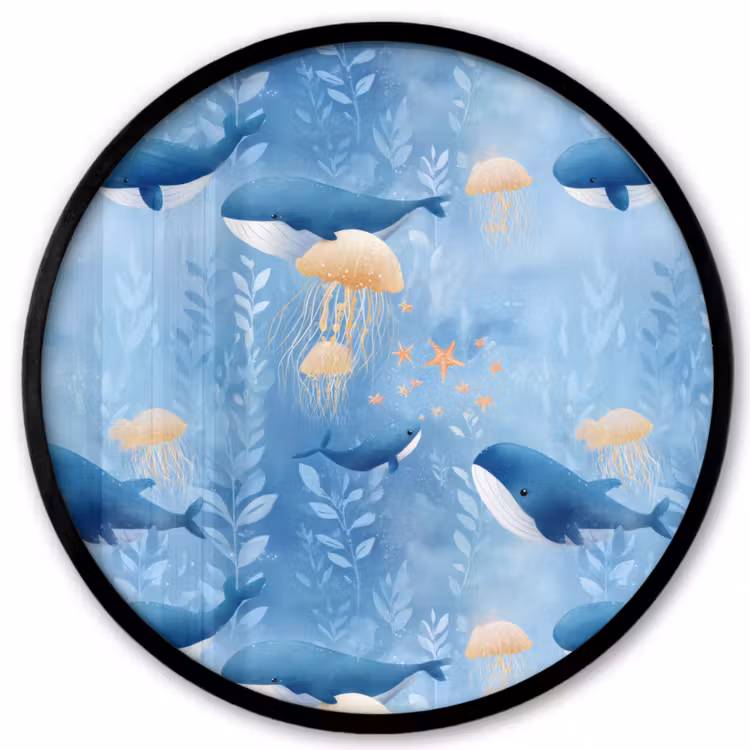 Walvissen - Oceaan - Blauw Fotolijst rond zonder passe partout klein 856 -3d