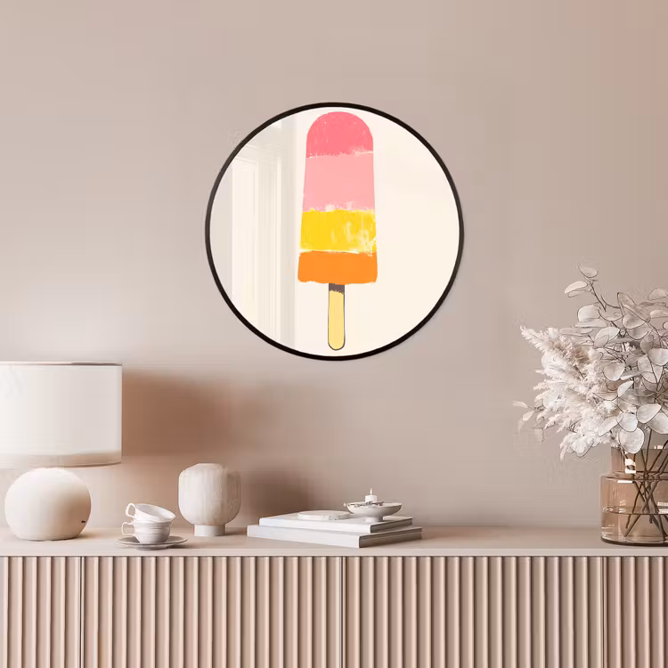 Waterijsje - Retro - Stokje - Roze Fotolijst rond zonder passe partout klein -sfeer3