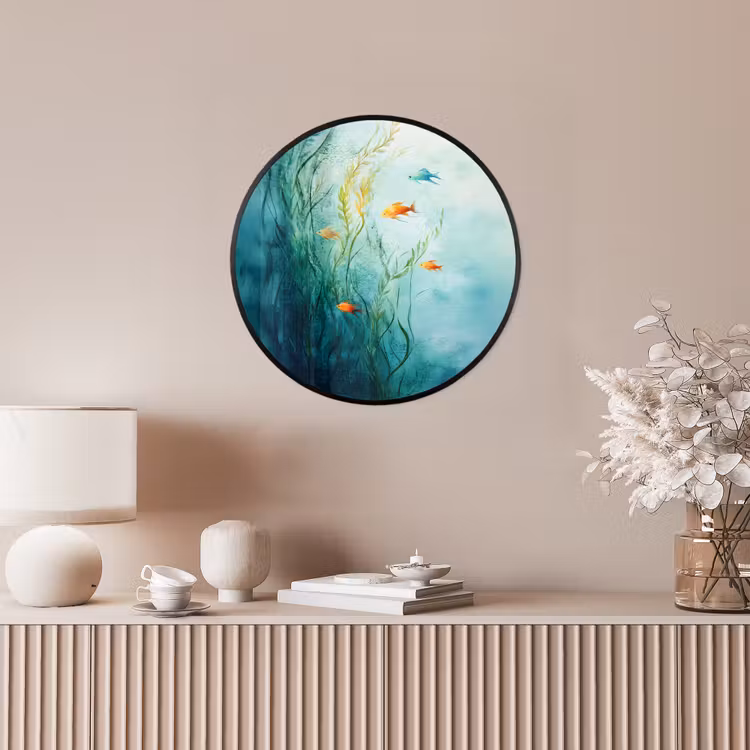 Waterplanten - Vissen - Kleurrijk - Water Fotolijst rond zonder passe partout klein -sfeer3