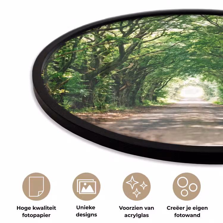 Weg - Bomen - Natuur - Groen Fotolijst rond zonder passe partout klein -closeup_NL