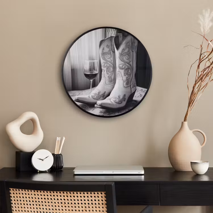 Wijn - Cowboylaarzen - Raamlicht - Wit Fotolijst rond zonder passe partout klein -sfeer1