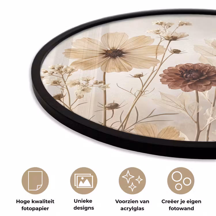 Wilde bloemen - Botanisch - Vintage - Natuur - Rustiek Fotolijst rond zonder passe partout klein -closeup_NL