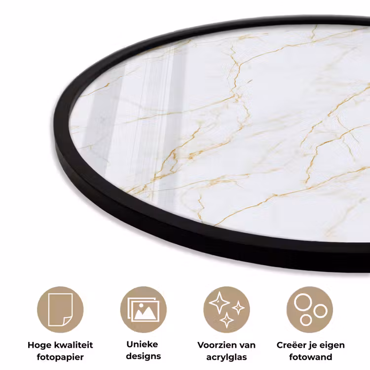 Wit - Marmer - Goud - Luxueus Fotolijst rond zonder passe partout klein 856 -closeup_NL