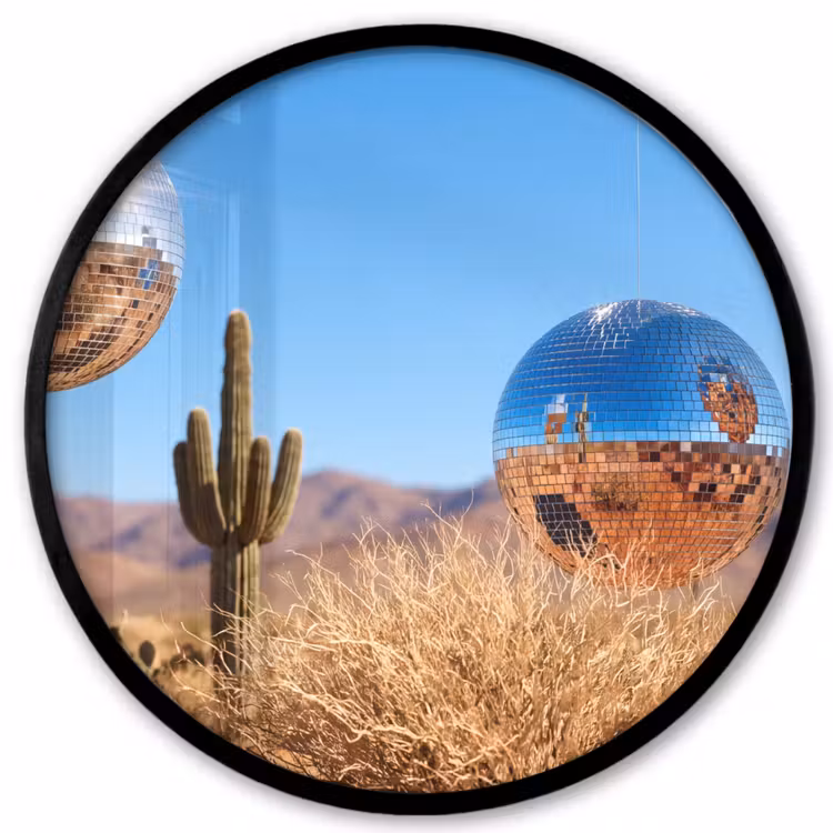 Ronde fotolijst - Woestijn - Spiegelbal - Kunst - Woestijn - Spiegelbal - Kunst Fotolijst rond zonder passe partout klein