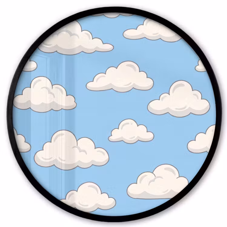 Wolk - Cartoon - Lucht - Blauw - Wit Fotolijst rond zonder passe partout klein -3d