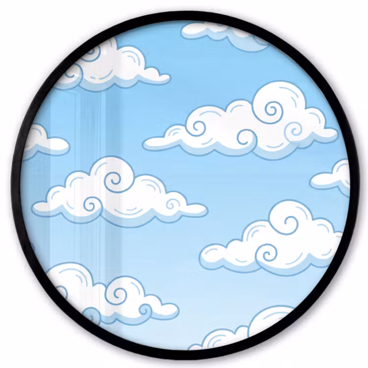 Wolk - Lucht - Cartoon - Blauw - Wit Fotolijst rond zonder passe partout klein -3d