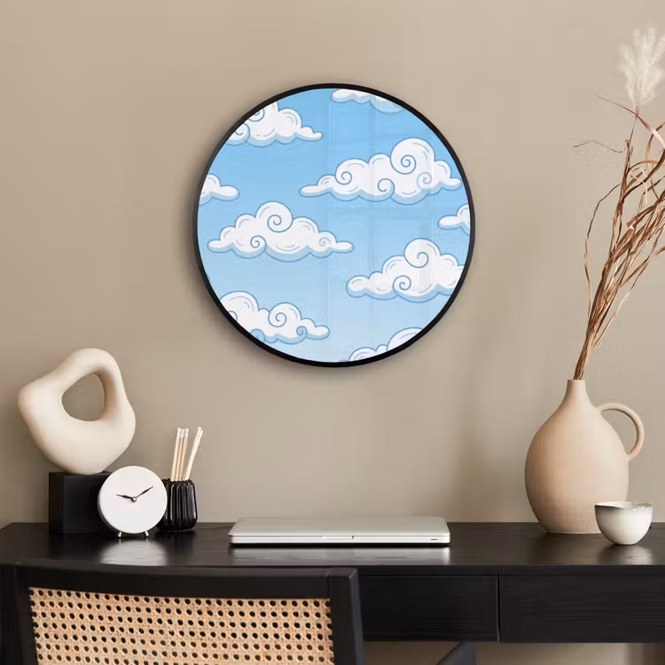 Wolk - Lucht - Cartoon - Blauw - Wit Fotolijst rond zonder passe partout klein -sfeer1