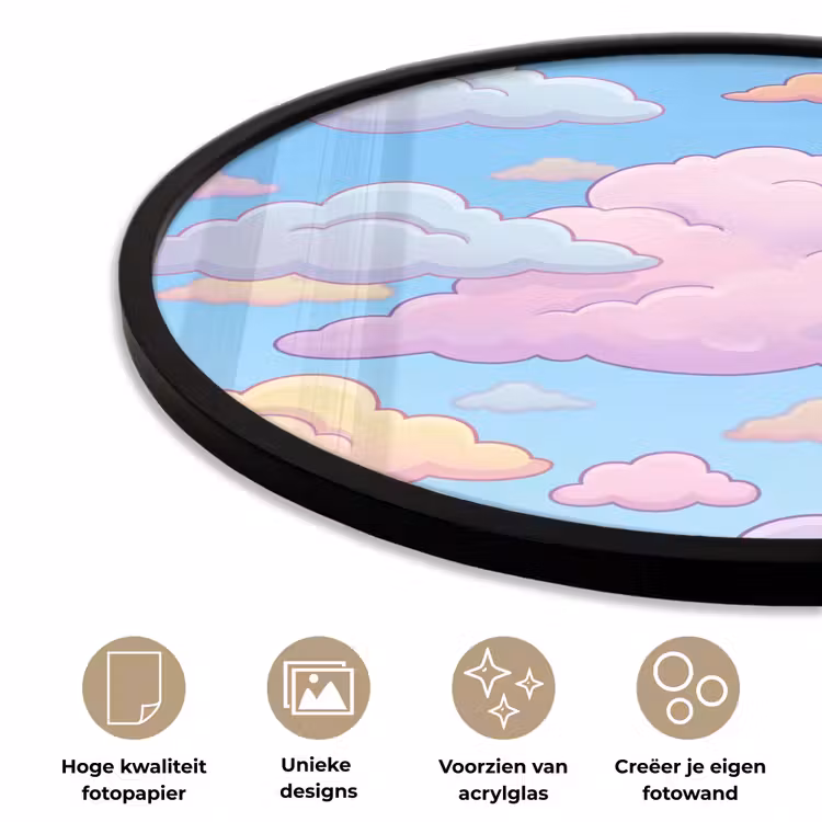Wolk - Lucht - Natuur - Illustratie - Pastel Fotolijst rond zonder passe partout klein -closeup_NL
