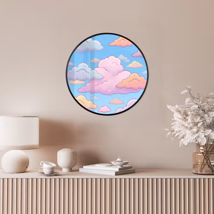 Wolk - Lucht - Natuur - Illustratie - Pastel Fotolijst rond zonder passe partout klein -sfeer3