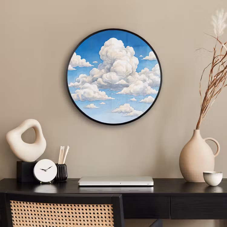 Wolken - Blauwe lucht - Natuur - Modern - Wit Fotolijst rond zonder passe partout klein -sfeer1