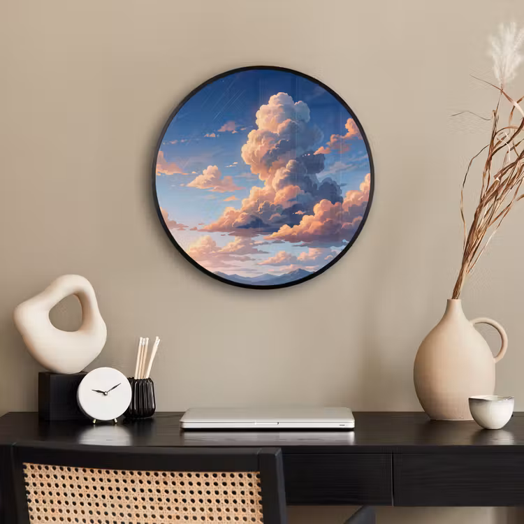 Wolken - Daghemel - Natuur - Illustratie - Oranje Fotolijst rond zonder passe partout klein -sfeer1