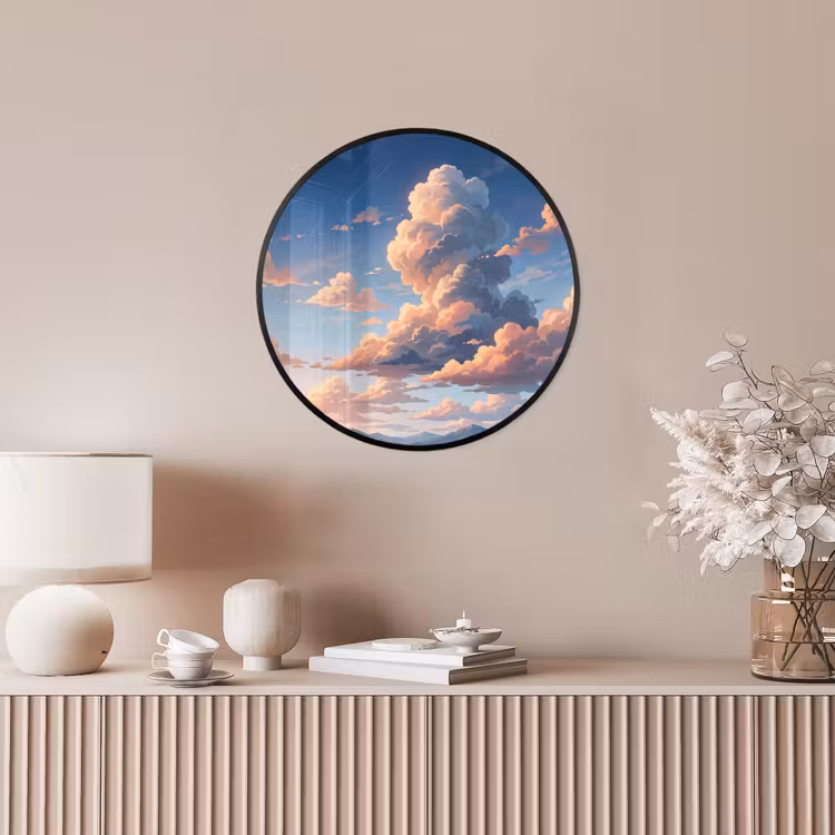Wolken - Daghemel - Natuur - Illustratie - Oranje Fotolijst rond zonder passe partout klein -sfeer3