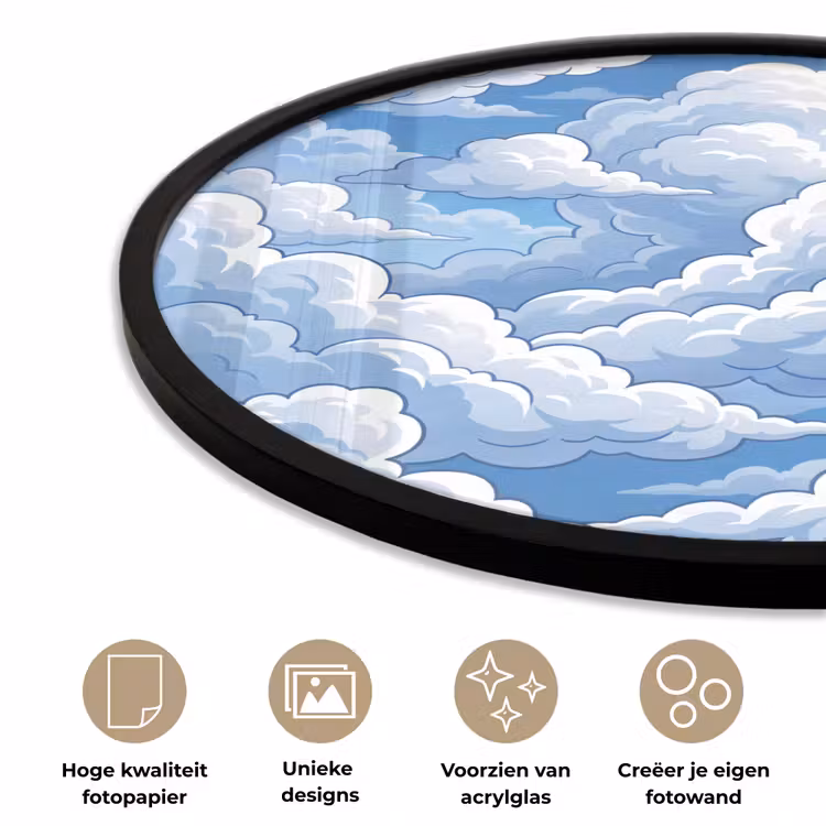 Wolken - Hemel - Abstract - Wit Fotolijst rond zonder passe partout klein -closeup_NL