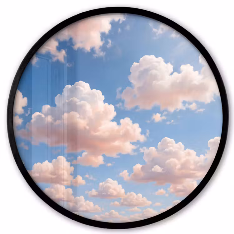 Wolken - Hemel - Natuur - Licht - Blauw Fotolijst rond zonder passe partout klein -3d