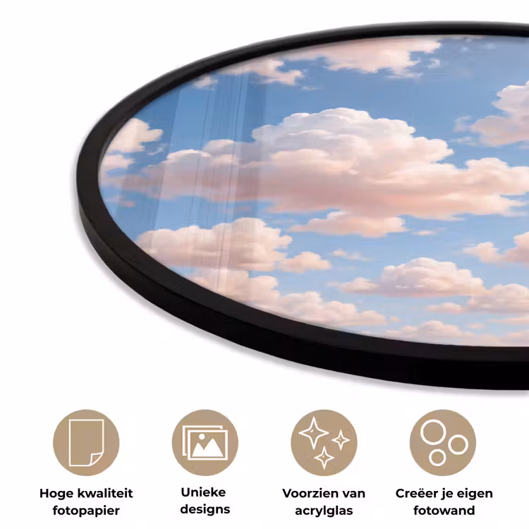 Wolken - Hemel - Natuur - Licht - Blauw Fotolijst rond zonder passe partout klein -closeup_NL