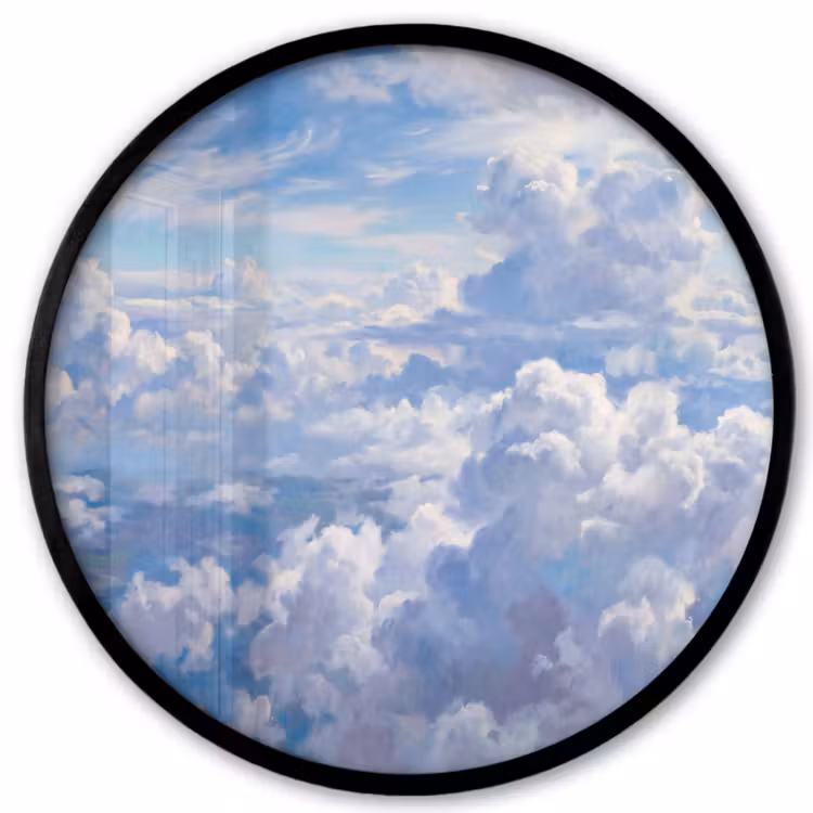 Wolken - Lucht - Natuur - Abstract - Blauw Fotolijst rond zonder passe partout klein -3d