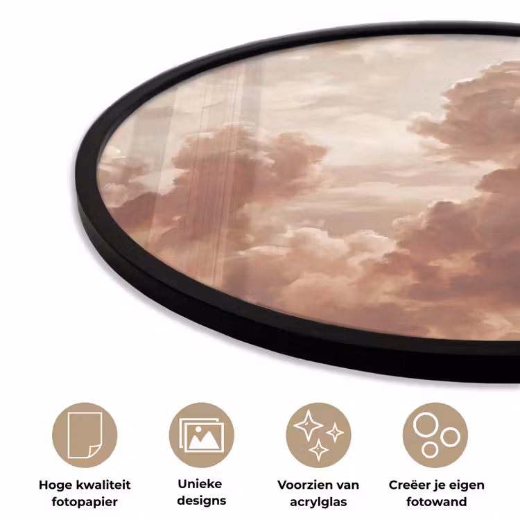 Wolken - Lucht - Natuur - Modern - Bruin Fotolijst rond zonder passe partout klein -closeup_NL