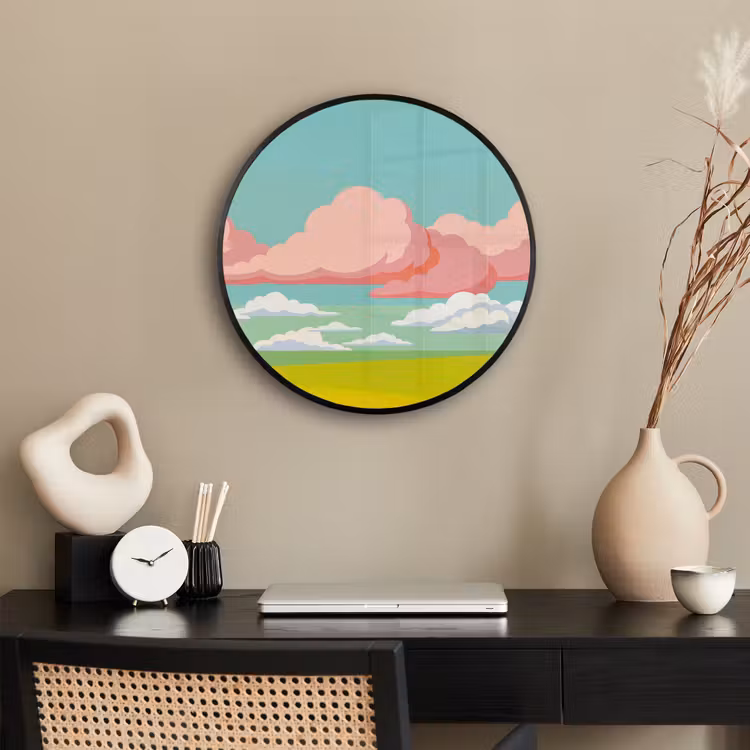 Wolken - Roze - Natuur - Modern - Pastel Fotolijst rond zonder passe partout klein -sfeer1