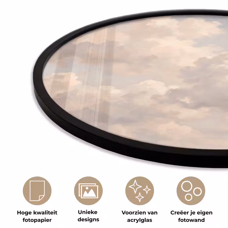 Wolken - Zacht - Natuur - Klassiek - Beige Fotolijst rond zonder passe partout klein -closeup_NL